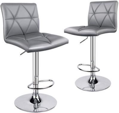 Factory Outlet Diamond Grain Leather Bar Chair