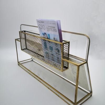 Exquisite Acrylic Leaflet Sign Holder with Golden Metal Frame