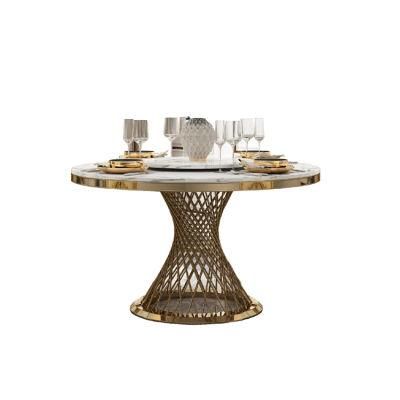 Factory Price Home Restaurant Furniture Golden Frame Simple Marble Luxury Dining Table