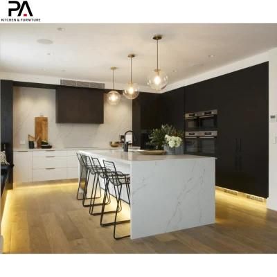 German Kitchen Furniture High Gloss Black and White Kitchen Cabinets