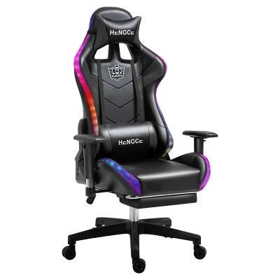 Amazon Hot Wholesale Adjustable CE Approval LED Light Computer Game Gamer Chair with Footrest
