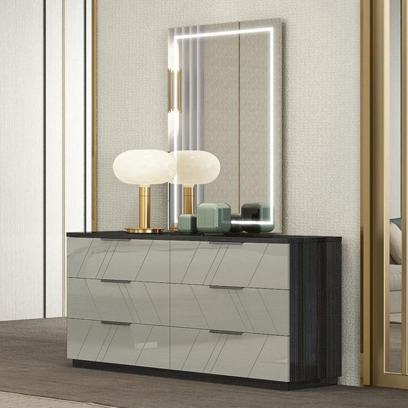 Nova Sell Well Bedroom Furniture Mirrored Dresser with 6 Drawer