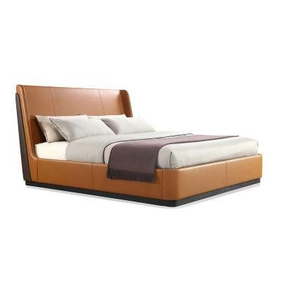 China Concise Home Bb-1508-15 Modern Minimalist Bedroom Furniture Genuine Leather Upholstery Bed