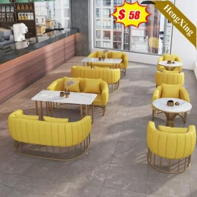 Sofa Furniture Restaurant Seating Yellow Leather Simple Sofa for Dining Sofa Sets