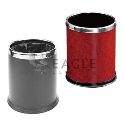 Double-Deck Leather Trash Bin Waste Bin