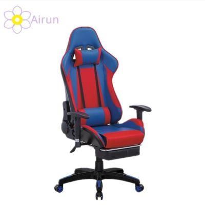 2021 Free Sample Customized White Leather Blue Light Sillas Gamer LED RGB Gaming Chair