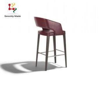 Nodric Style Customization Cafe Restaurant Hotel Lounge Club Pub Wood Legs Stool PU Leather Upholstered High Bar Chair