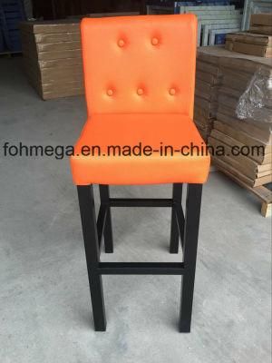 Orange Leather Bar Stools with Metal Leg (FOH-BS105)