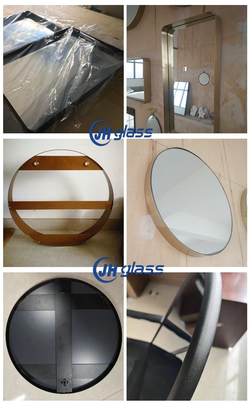 Wall Mounted Rust Free Round Metal Bathroom Mirror for Home Decor Living Room Washroom