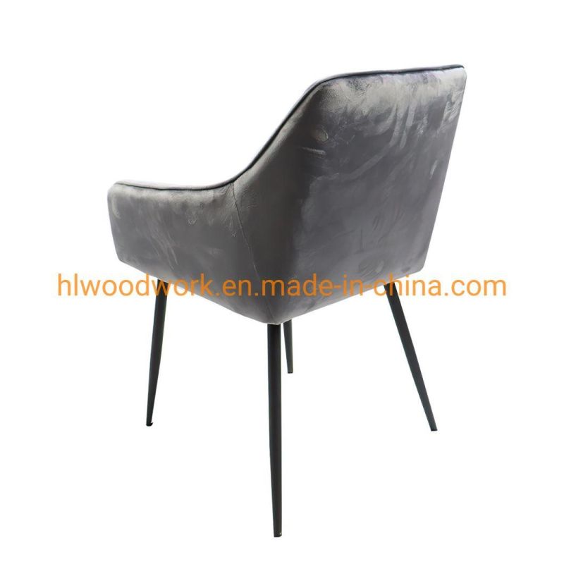 Hot Selling Dining Room Furniture Luxury Metal Legs Upholstered Leather Dining Chairs Armchair Indoor Room Furniture Velvet Dining Chair