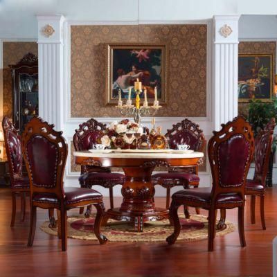 Dining Room Furniture Rotary Marble Dining Table with Buffet in Optional Furniture Color