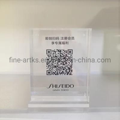 Custom Cosmetic Store Billboard Acrylic Qr Code Sign Holder Advertising Display Stand