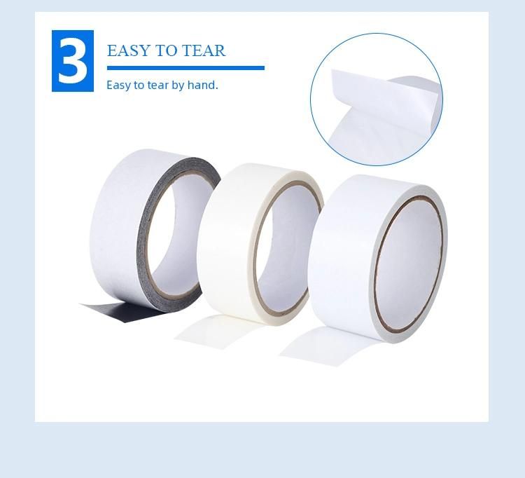 High Hack Strong Double Sided Solvent Tissue Tape for PVC or Cloth Sticky Use