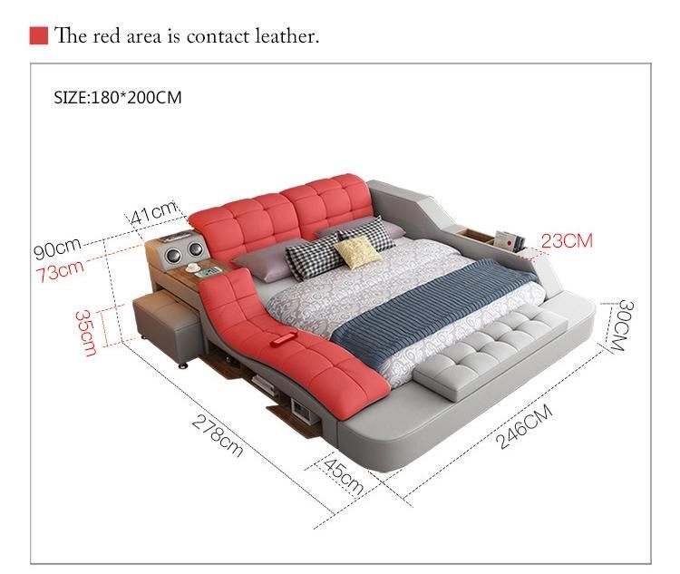 Modern Bedroom Furniture Set Leather Multifunction Massage Charger Smart Sofa Bed