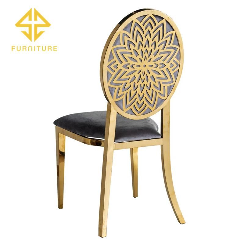 Latest Hotel Restaurant Furniture Luxury Stainless Steel Gold Wedding Dining Chairs