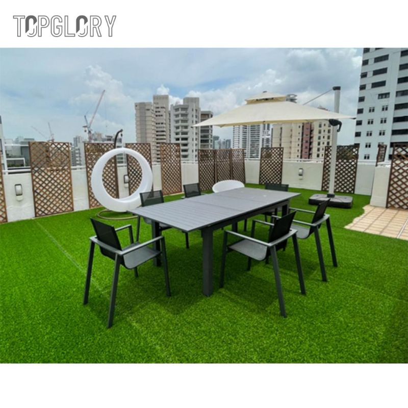 Hot Sale Modern Hotel Outdoor Patio Table Set Rattan Garden Furniture Aluminum Tube Textilene Table and Chair