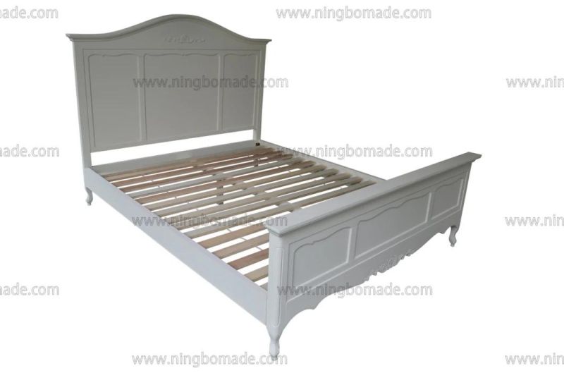 Nordic Louis Style Household Furniture Louis White Solid Wood King Bed Frame 160X200 Inside
