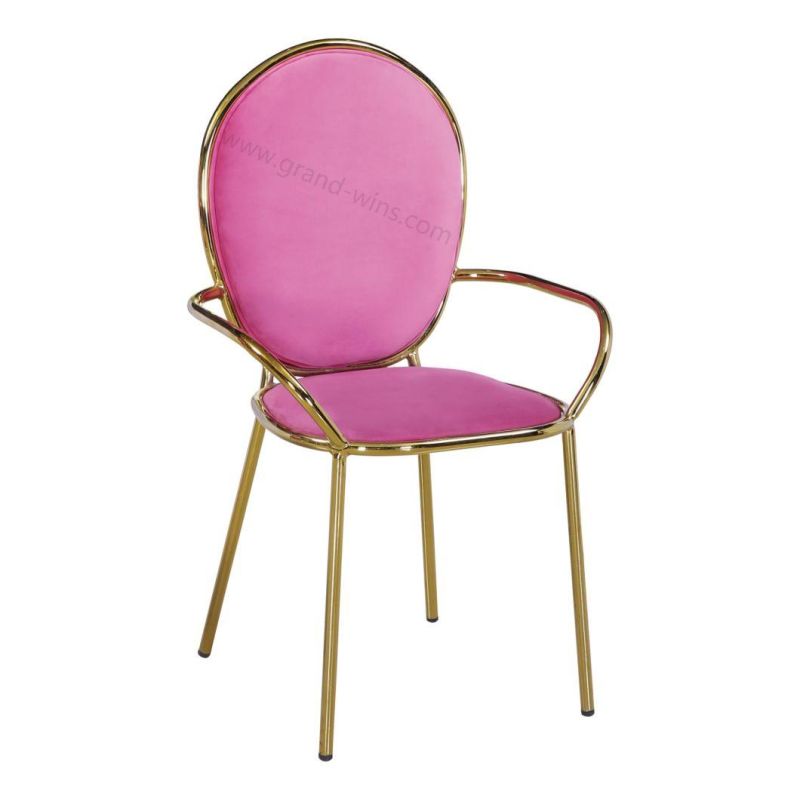Hot Sell Pink Styling Fabric Wedding Dining Chair for Sale