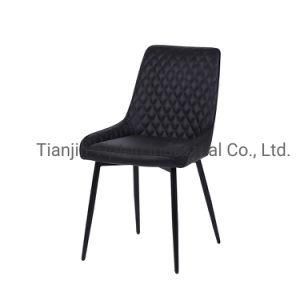 Nordic Style Hot Selling Comfortable High Back Metal Leg Modern Upholstery Dining Chair