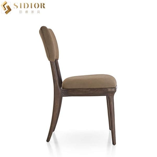 Solid Wood High Back Fabric Dining Room Chairs Modern Style Chair