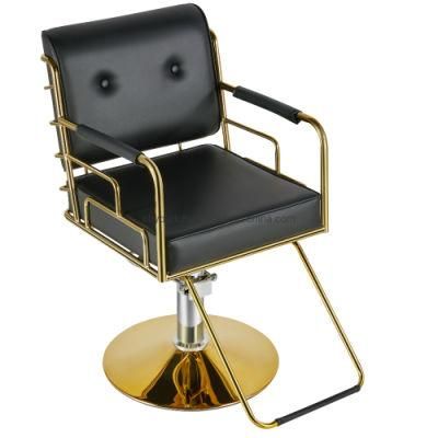 Europe Barber Chair Gold Styling Chair for Women Hair Salon Furniture for Barber Shop