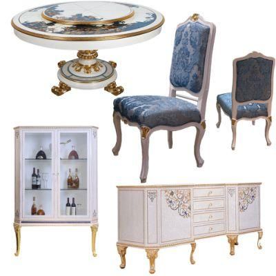 Dining Room Furniture Wood Round Dining Table with Sideboard and Wine Cabinet in Optional Dining Chairs and Furnitures Painting Color