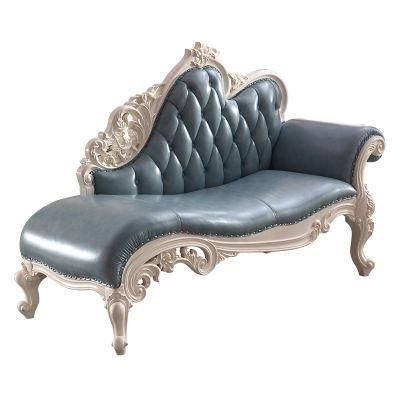 Classic Furniture Factory Wholesale Wood Carved Royal Leather Chaise Lounge in Optional Lounge Chair Color