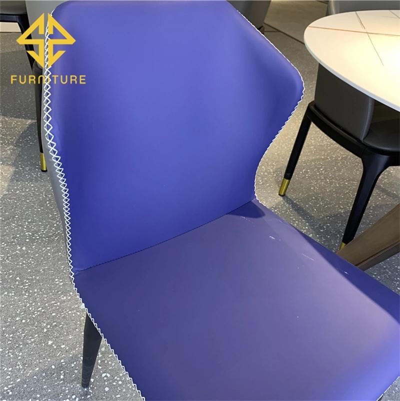 2021 Newest design Restaurant Furniture Blue Leather Dining Chair for Sale