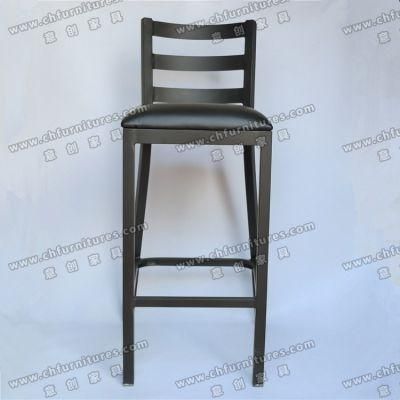 Black Vinyl PU Leather Dining High Bar Stools Coffee Chair for Cafe and Club Yc-H24
