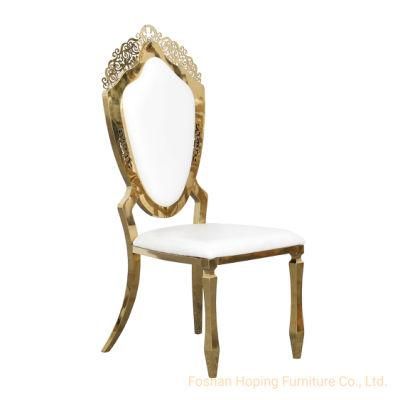 Mirror Shape Flower Back Stainless Steel PU Leather Wedding Hotel Banquet Dining Chair Sillas