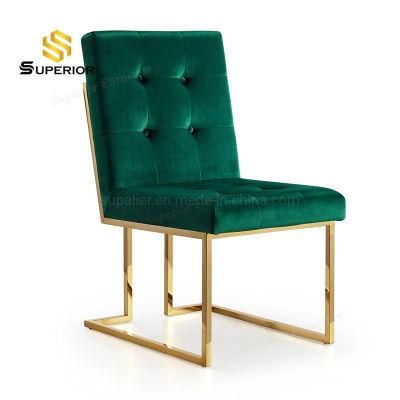 Good Quality Home Furniture Leisure Dining Chairs with Golden Metal Frame