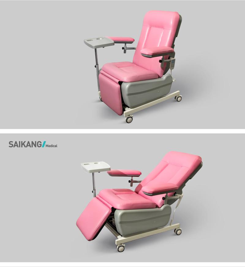 Ske-100A Durable Medical Exam Equipment 2 Function Adjustable Patient Manual Dialysis Chair with Casters
