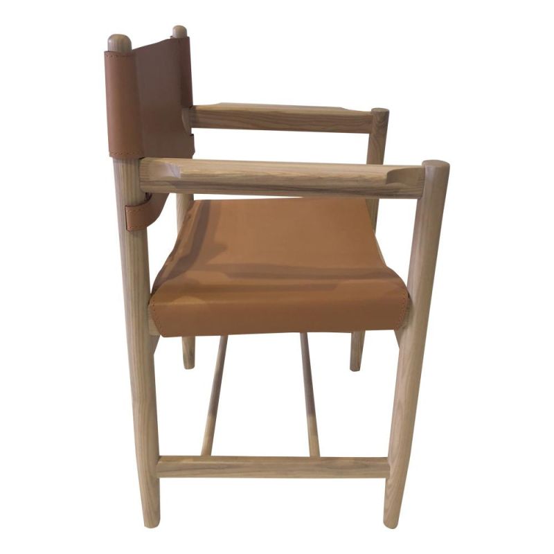 Unique Japanese Style Wooden Frame Leather Back and Seat Home Restaurant Chair
