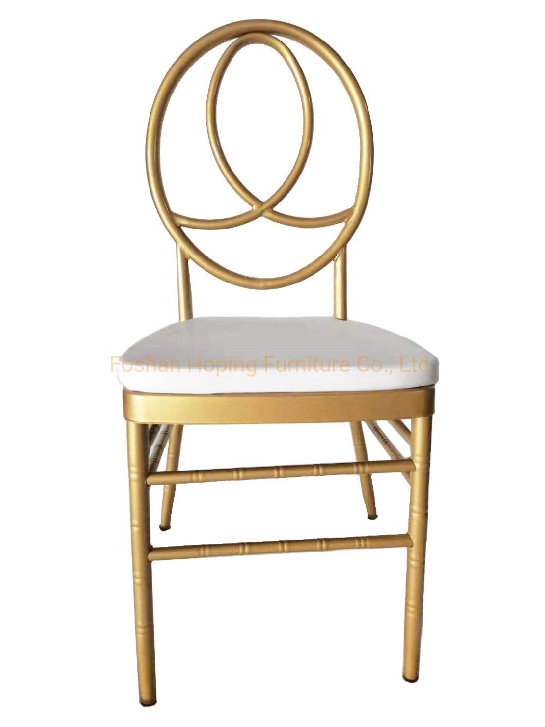 Chinese Wholesale Factory Crown Back Hotel Home Furniture Aluminum Iron Chrome Gold White Demountable Napoleon Banquet Wedding Event Dining Chair for Sale