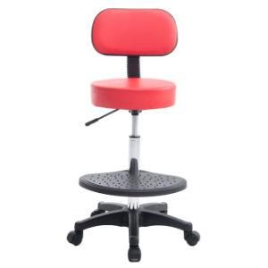High Quality Drafting Stool with Back Cushion Foot Barber Stools Pallet Chair Red