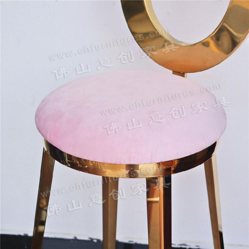 Modern Wedding Bar Furniture PU Leather Golden Stainless Steel High Chair