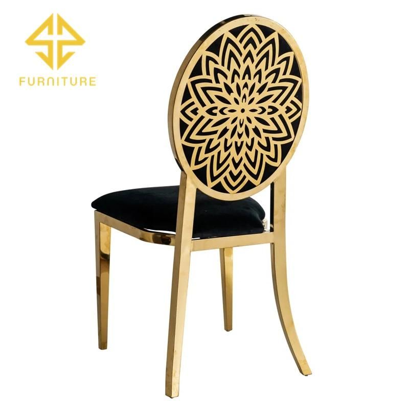 Modern Royal Elegant Stainless Steel Wedding Velvet Dining Chair for Hotel Restaurant Furniture