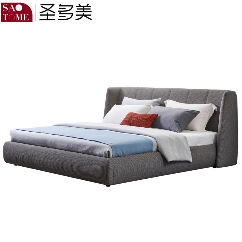 Modern Hotel Bedroom Furniture Wooden Leather 1.8m Double Flat King Bed