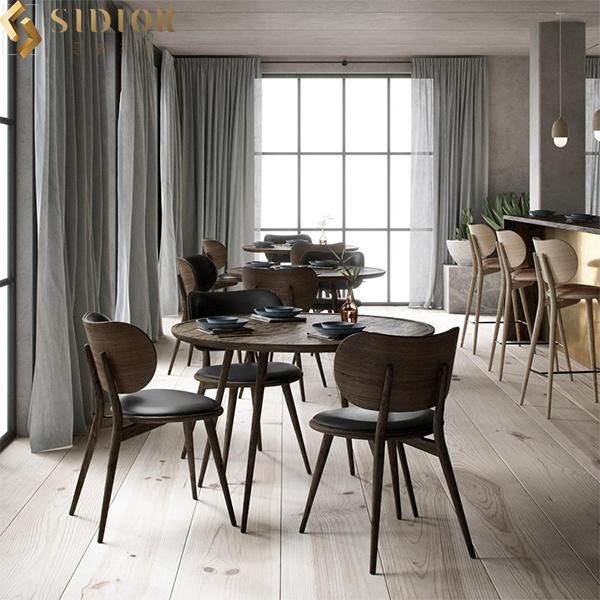 European Wood Ultra Modern Minimal Style Dining Chairs for Restaurant