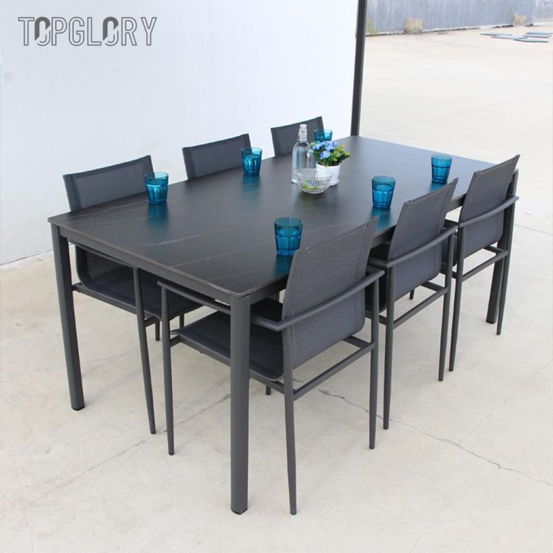 Garden Courtyard Table and Chair Outdoor Metal Frame Textilene Cloth Table and Chair Set