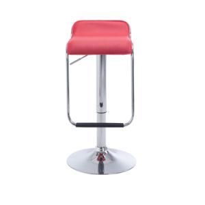Contemporary Chrome Air Lift Adjustable Barber Swivel Club Bar Stools Red