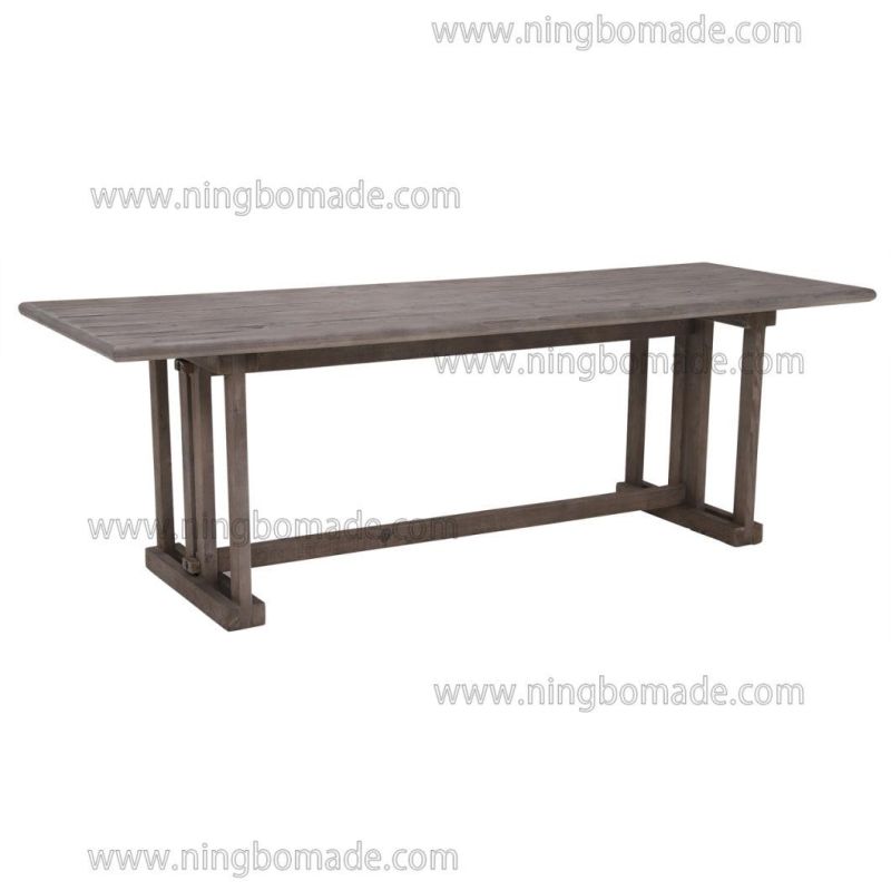 Scandinavian Countryside Style Designed Home Furniture Cold Smoky Grey Reclaimed Fir Wood Dining Table