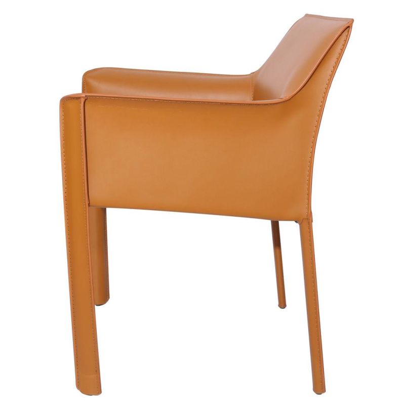 Modern Simple Deisng Saddle Hard Leather Restaurant Cafe Dining Chair