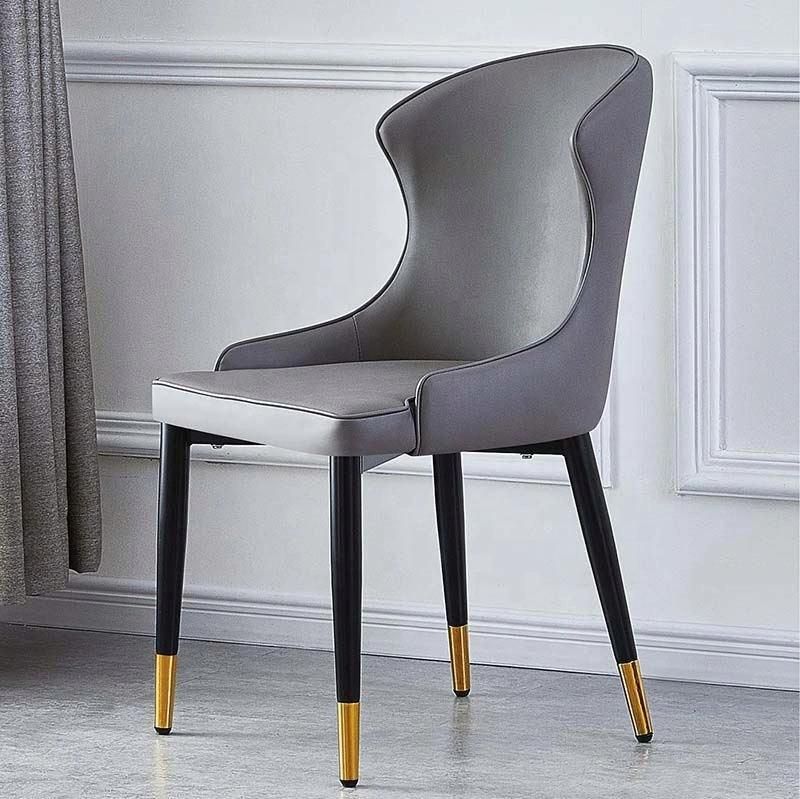 Modern Dining Living Room Furniture PU Leather Gold Sprayed Dining Chair for Home