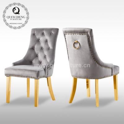 Modern Velvet Golden Stainless Steel Dining Chairs for Home