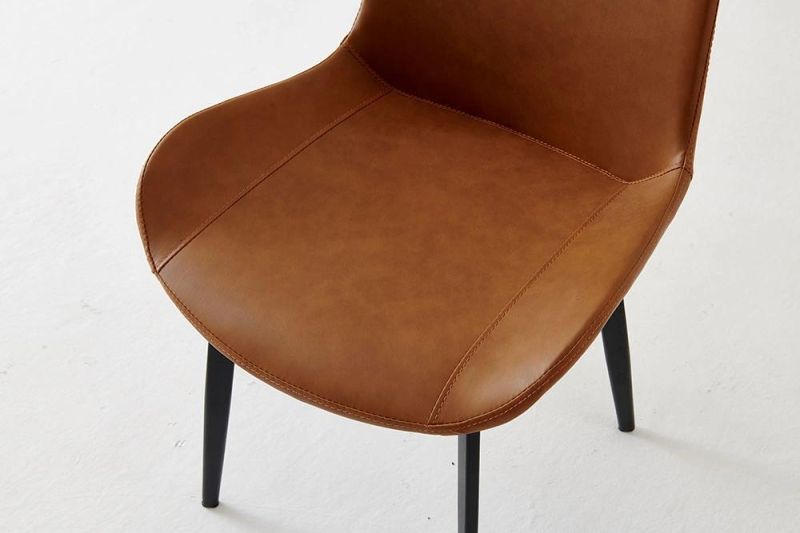 Home Luxury Funriture Brown PU Leather Dining Chair