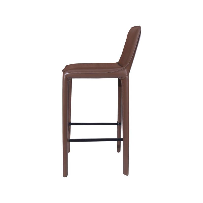 Luxury Modern Saddle Leather Upholstery High Bar Counter Chair Stool