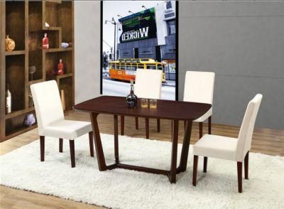 Luxury Rectangle Hotel Restaurant Dining Tables with 4 Leather Chairs