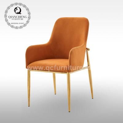 Hotel Gold Stainless Steel Legs Dining Chairs with Velvet
