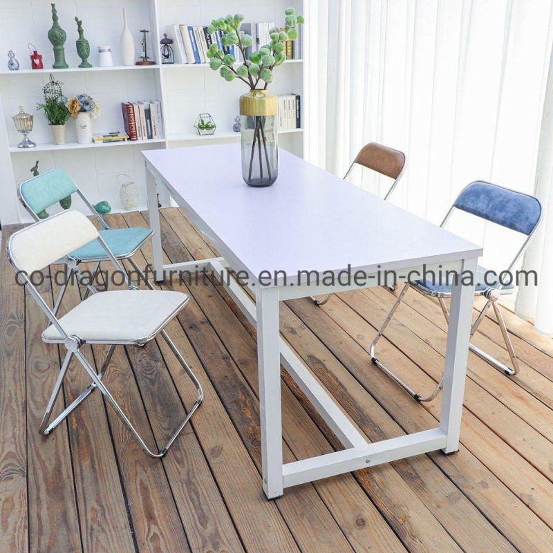 Home Furniture Metal Frame Folding Dining Chair with Leather